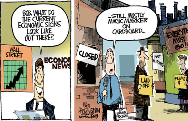 091108 Economic Signs Written on Cardboard